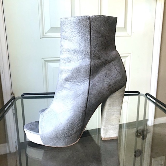 ALLSAINTS "Manifest" Peep-Toe Leather Ankle Boots EUC/sz 37= US sz 7 - Picture 7 of 13